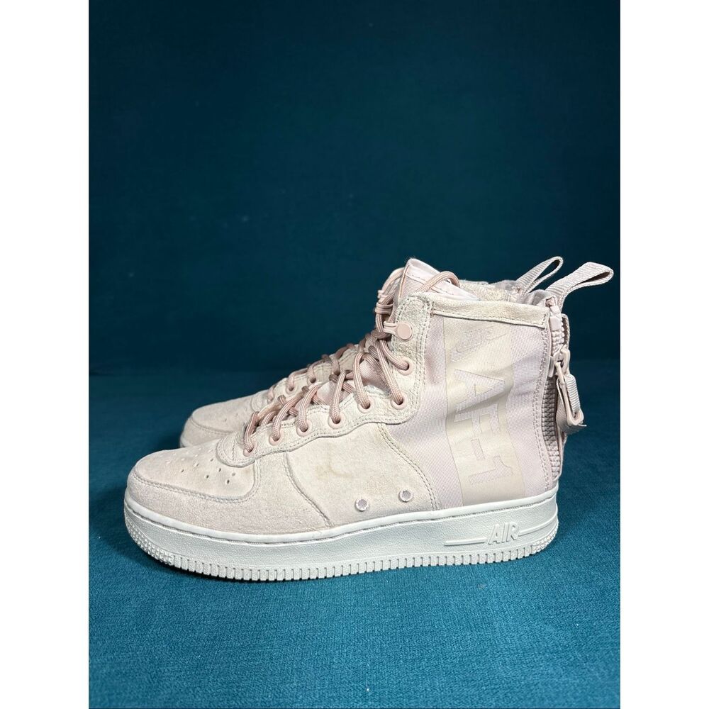 Nike SF Air Force 1 Mid Particle Beige Pink High Top Zip Sneakers Women’s Size 7